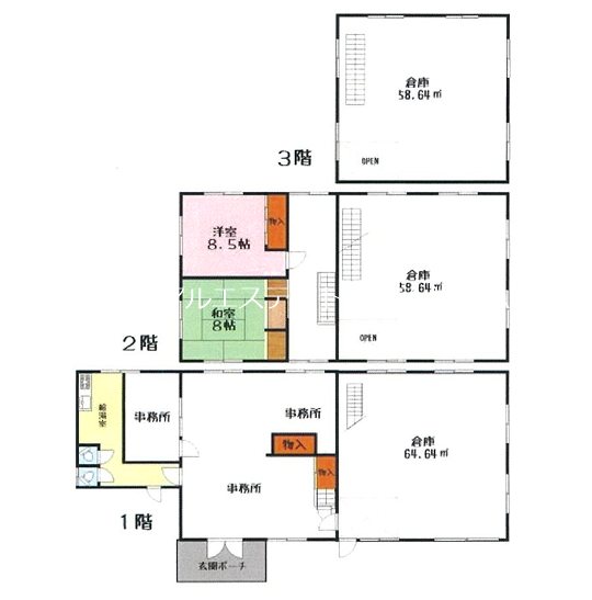 東近江市上平木町事務所付倉庫 間取り