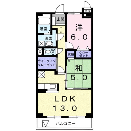 Ｅｖｅｒ　Ｇｒｅｅｎ　Ｆｕｊｉ 305号室 間取り