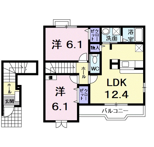 アプリコット宝積 204号室 間取り