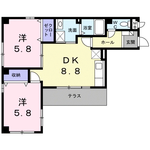 カーサ・ソレアード 104号室 間取り