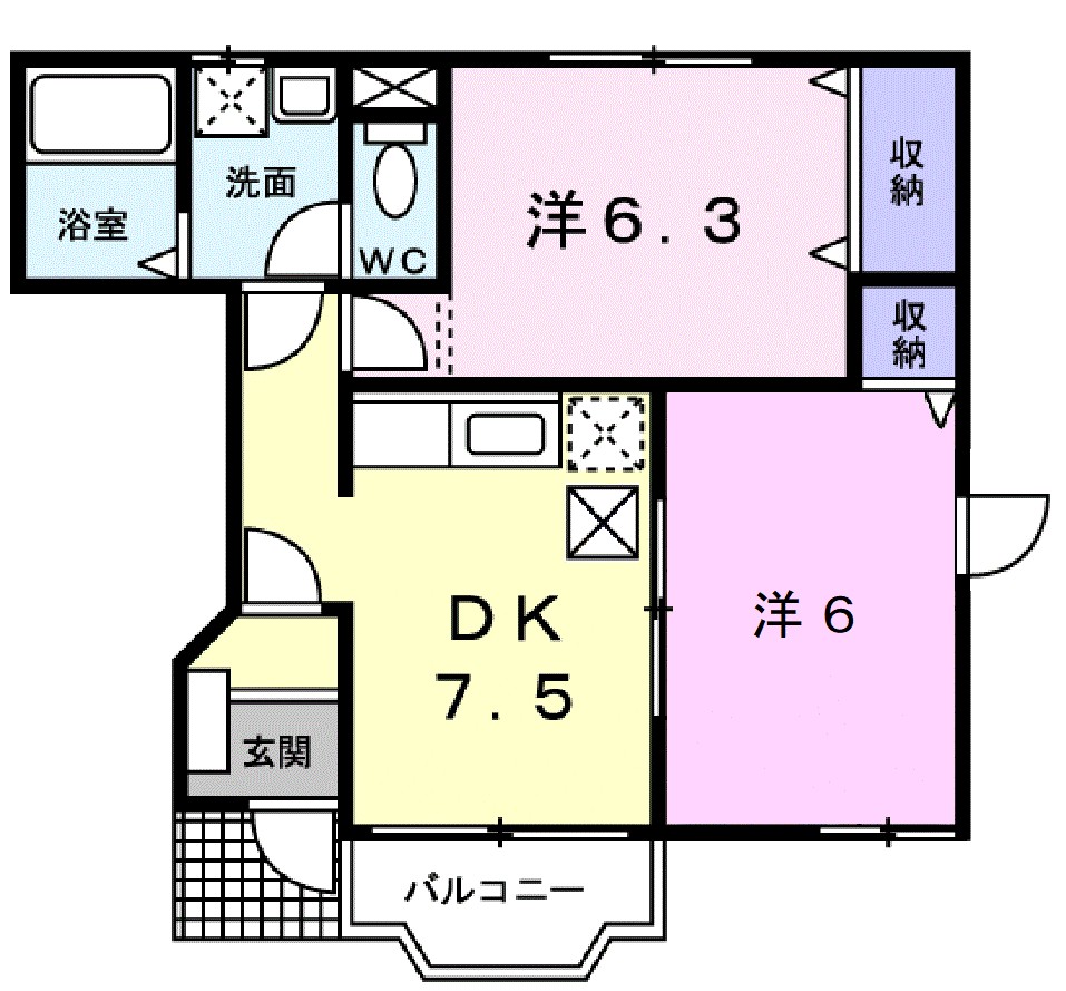 カルフールⅡ 103号室 間取り
