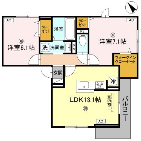 D-ROOM吉身 102号室 間取り