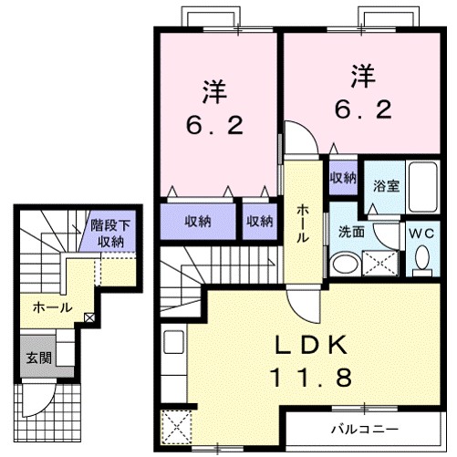 リトルグリーブ 203号室 間取り