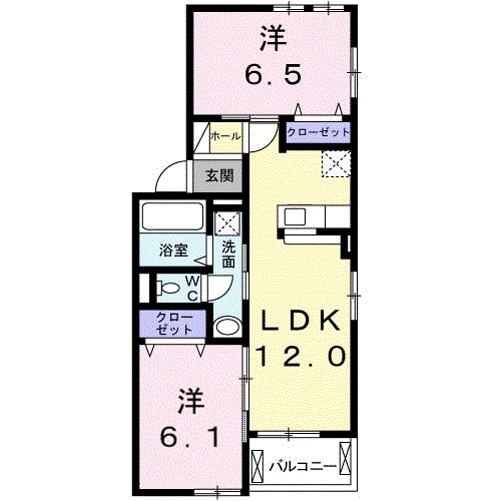 リヴィエール・コート　Ⅰ 201号室 間取り