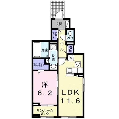桃李館Ⅲ 101号室 間取り
