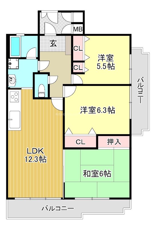 シャルマンコーポ第３瀬田Ⅱ 間取り