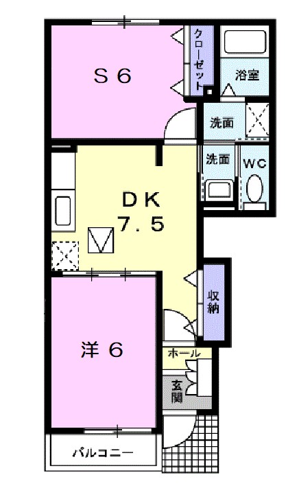 アニメート宝積 102号室 間取り