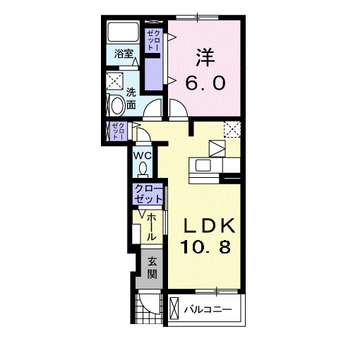 エスポワール 104号室 間取り