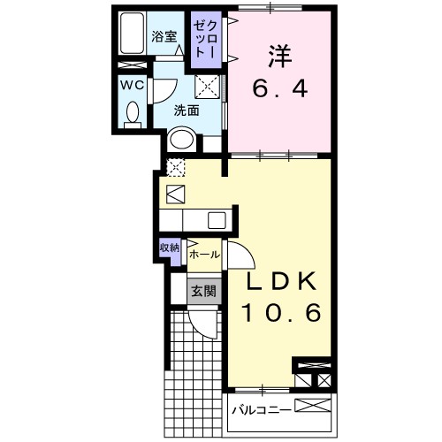 フィセル 103号室 間取り