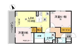 エレガンスビュー 210号室 間取り