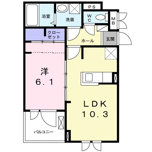 プログレス　Ｆ　Ⅰ番館 201号室 間取り