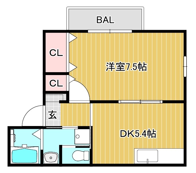 アプリコット  D110号室 間取り