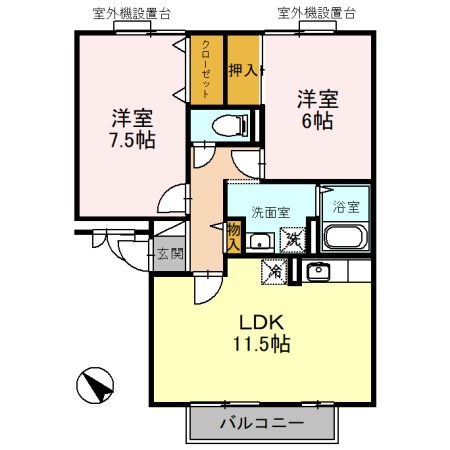 メルベーユ吉兆 B201号室 間取り