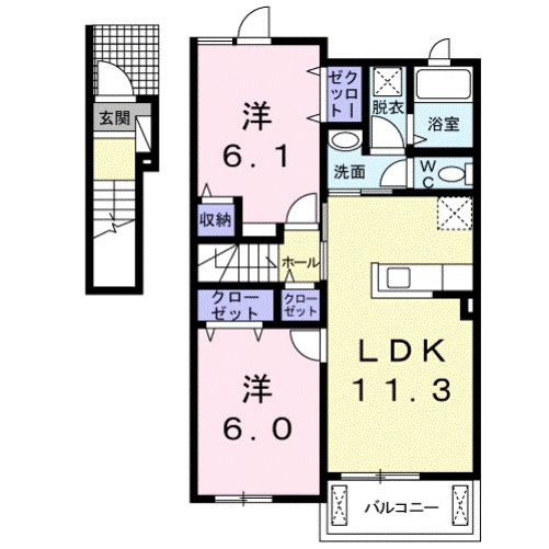 Ｌａｋｅ　Ｗｅｓｔ　西の湖　Ⅱ 202号室 間取り