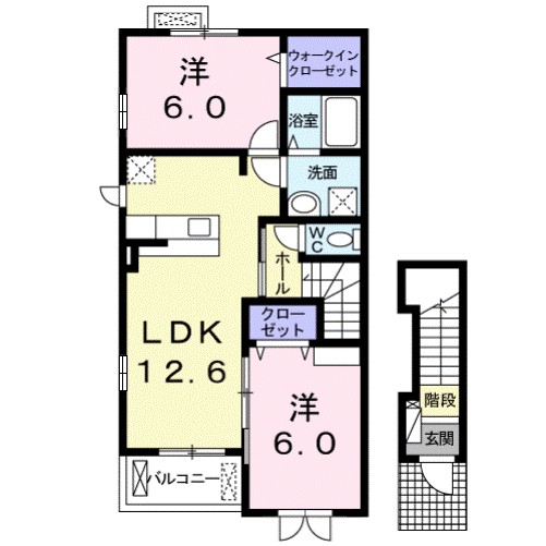 アンジュール 201号室 間取り