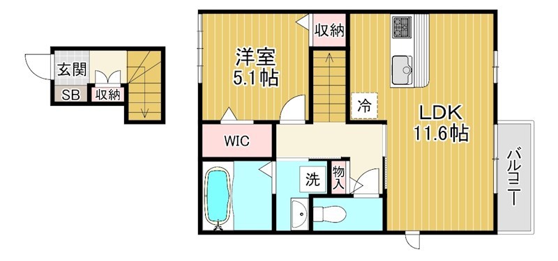 サイドヴェルデ栗東 202号室 間取り
