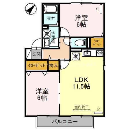 アルカディアD棟 201号室 間取り