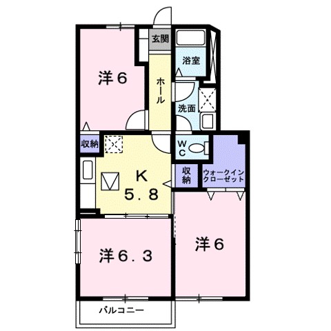 パルテール 102号室 間取り