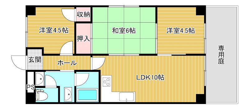 シャレー富士美台 1-A号室 間取り