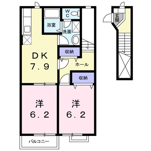 ドリ－ムコ－ポラス 202号室 間取り