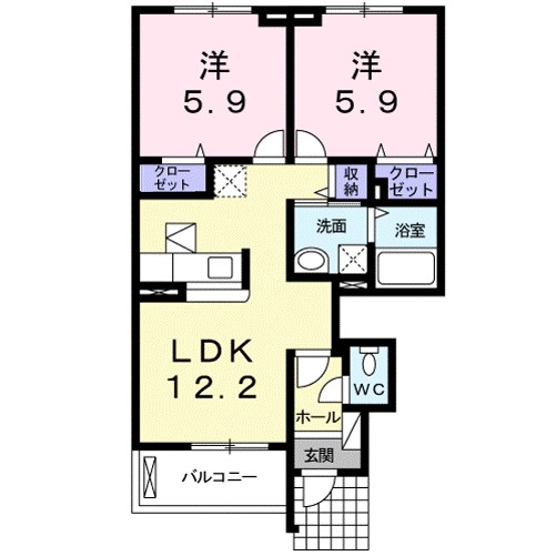 アッソラートⅠ 103号室 間取り