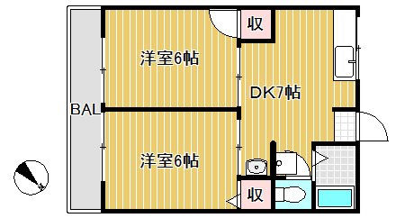 サンハイム伊勢Ａ棟 102号室 間取り