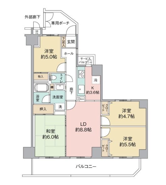 コスモ守山 808号室 間取り