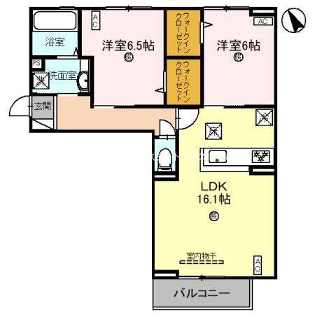 グランコンフォール神ノ川 203号室 間取り