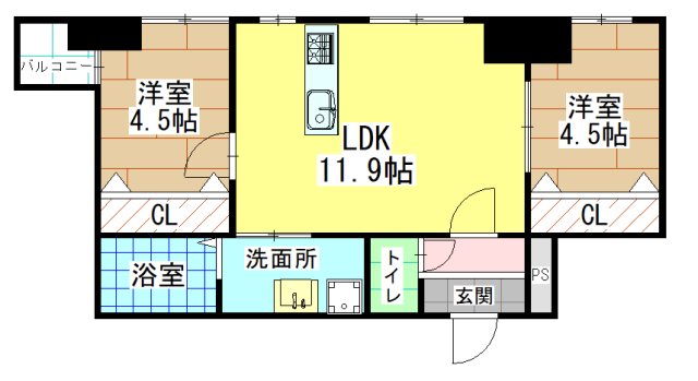 福岡県北九州市小倉北区京町２丁目 間取り