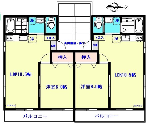 グリーンコーポ三愛 201号室 間取り