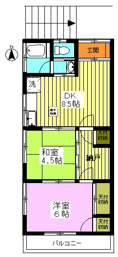 市川コーポ 102号室 間取り