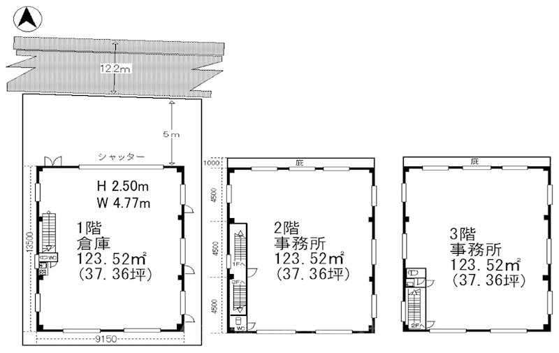 朝日２丁目　貸倉庫・事務所 間取り図