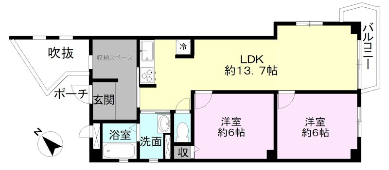 青木町ハイツ2号棟 511号室 間取り