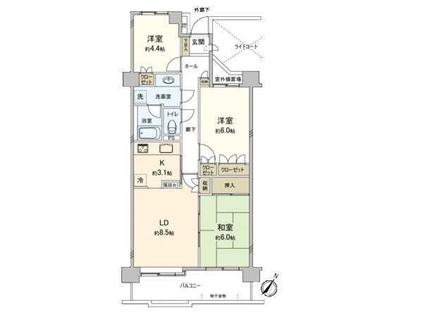 川口中青木パークホームズ 605号室 間取り