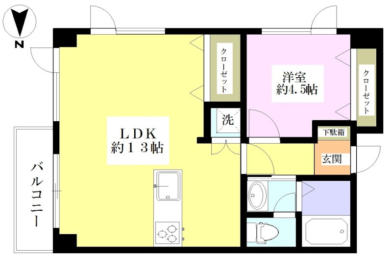 エクレール朝日町 301号室 間取り