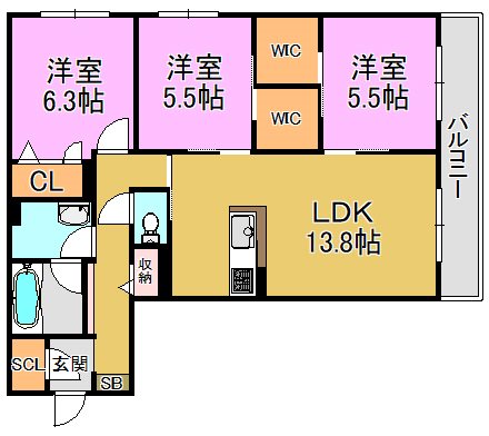 シャーメゾン高井田 間取り図