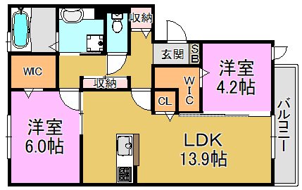 メゾン　ド　グレーヌ楠根 間取り図