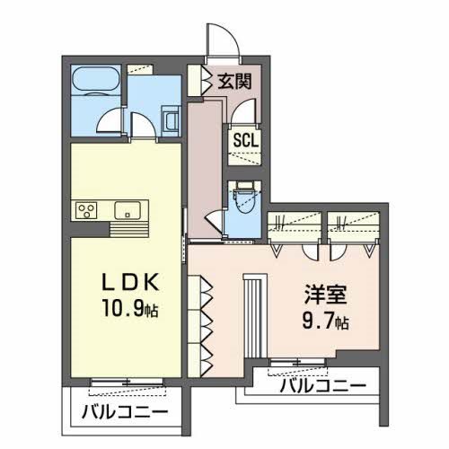 シャーメゾン　リュエル八戸ノ里 間取り図