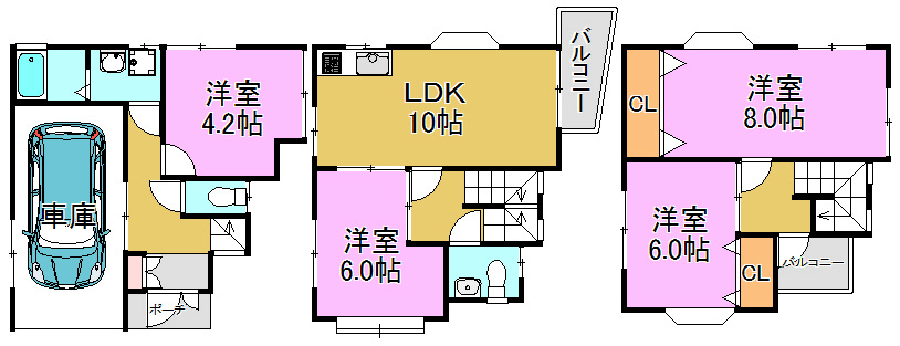 長尾元町4丁目貸家   間取り図