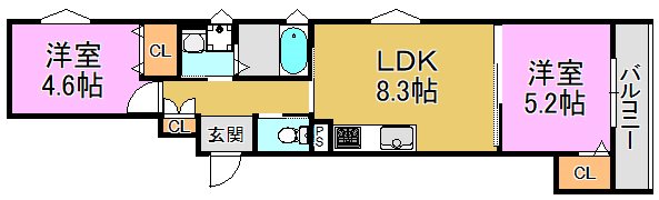 クリエオーレ菱江Ⅱ 間取り図