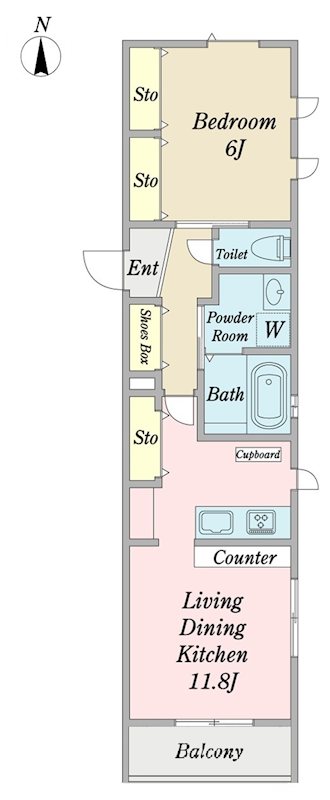 サニーテラス 206号室 間取り