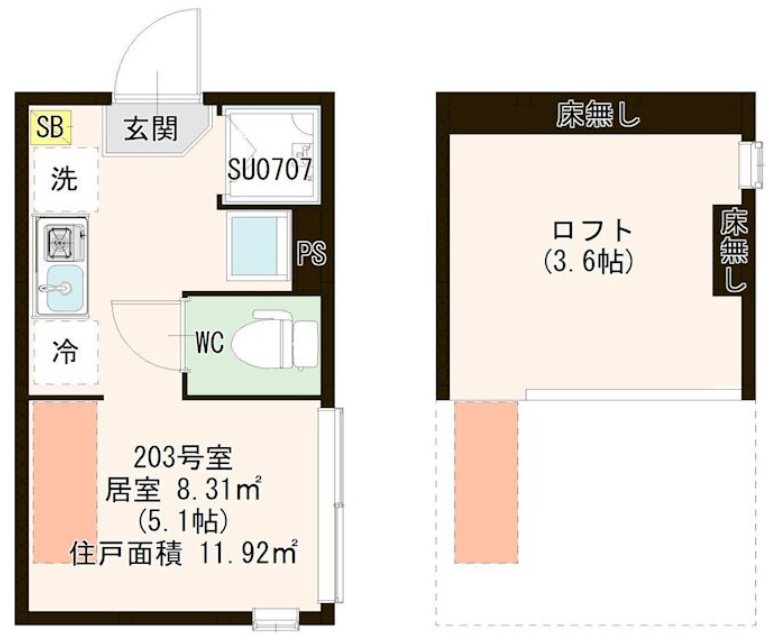ハレテラス平和台 203号室 間取り