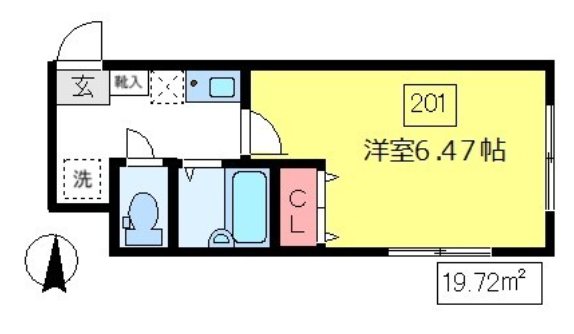 ライフ・コート錦 201号室 間取り