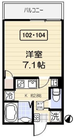 アクティ氷川台 102号室 間取り