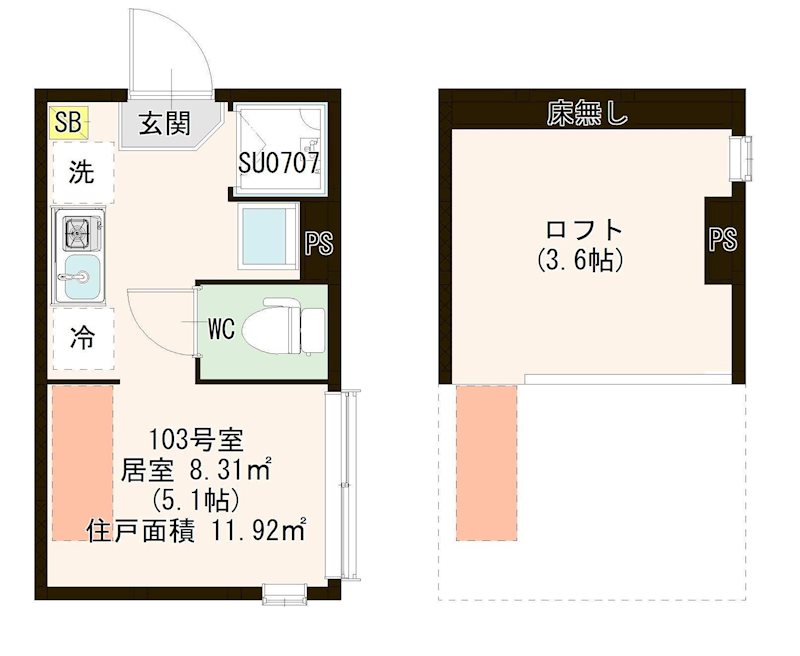ハレテラス平和台 0103号室 間取り