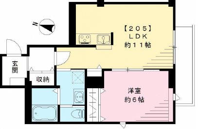 アフィーノ 205号室 間取り
