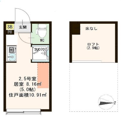 リズシャンブル氷川台 102号室 間取り