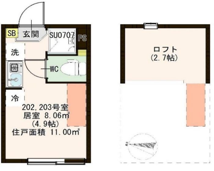 ハーモニーテラス江古田North 202号室 間取り
