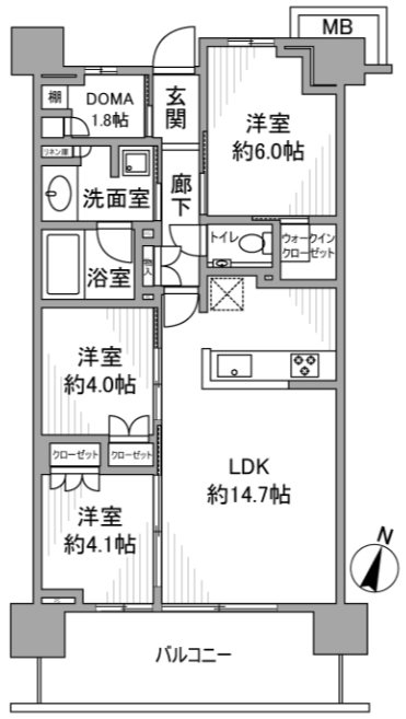 プラウド小竹向原 1002号室 間取り