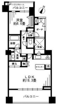 Ｄ’クラディア平和台 1403号室 間取り